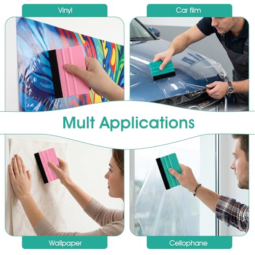 Felt Squeegee, 2 Pack Decal Squeegee Tool, Reusable Decal Vinyl Squeegees Tool Universal Car Accessories for Car Wrap Decals Window Tint Film Wallpaper Application