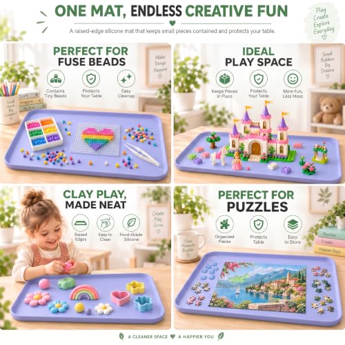Silicone Craft Mat 24x16 with Raised Edges for Painting and DIY Projects - color: Purple