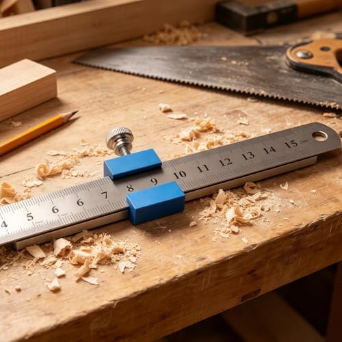 1 PCS Aluminum Alloy Carpenter's Ruler Stoppers Steel Ruler Measuring - color: Blue, size: 15cm