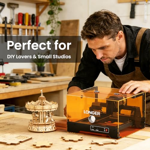 LONGER Ray5 Laser Engraver, 3500W High Precision Laser Engraving - color: Deep Black & Orange