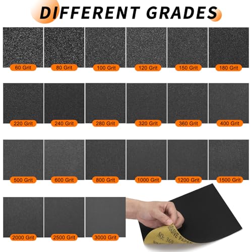 50 Pcs 400 Grit Sandpaper 9 x 11 Inch Sand Paper Silicon Carbide - size: 400 Grit