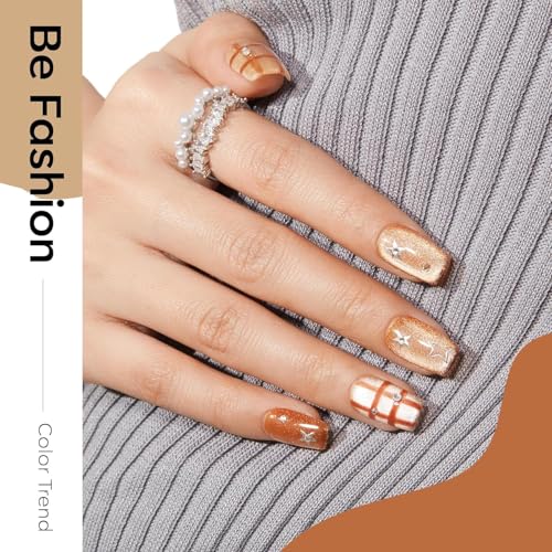 Modelones Cat Eye Magnet for Nails, 3-in-1 Cylindrical & Square Magnets Nail Art Pens,Multi-Function Strong Magnet Nail Art Tool for Cat Eye Design DIY(Magnet Only, No Gel Included) - color: A A Brown Cat Eye Magnet