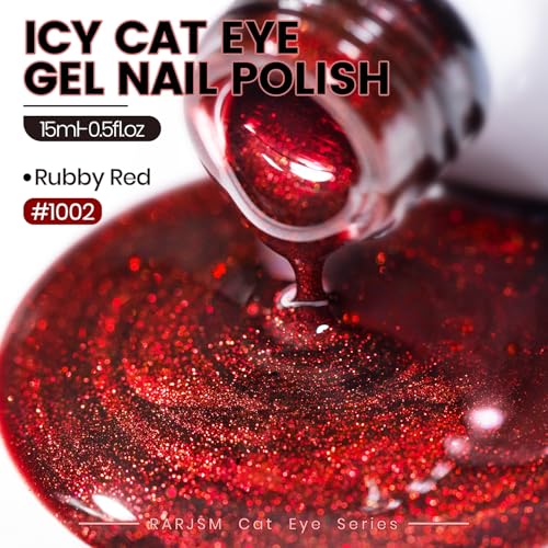 RARJSM Cat Eye Gel Nail Polish Diamond Dark Black Wine Red 15ml - color: Dark Wine Red