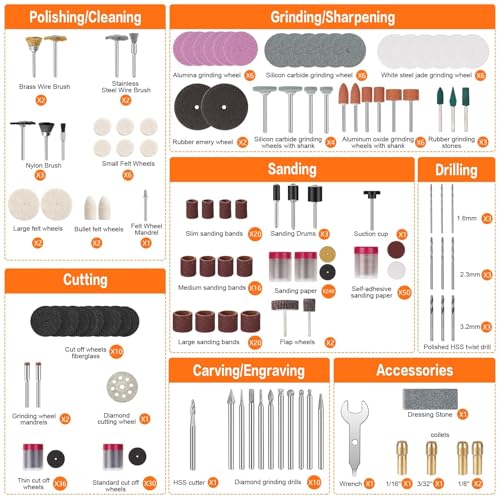 HARDELL 508PCS Rotary Tool Accessories Kit for Sanding Polishing - color: Orange