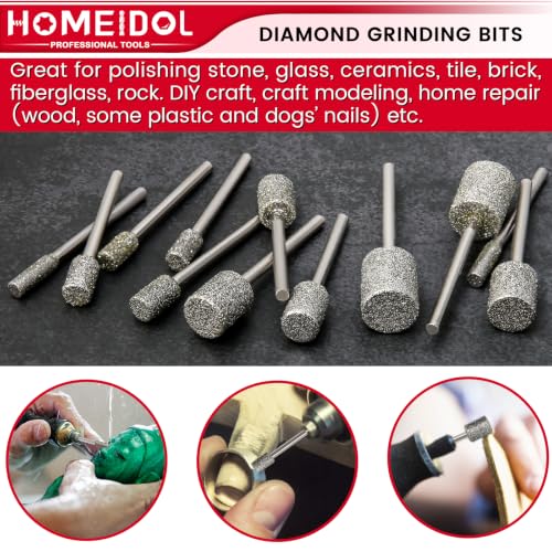 24PCS 46Grit 150Grit Diamond Grinding Bit for Dremel Bits 1/8" Shank - size: 46+150Grit 24Pcs 1/8'' Shank