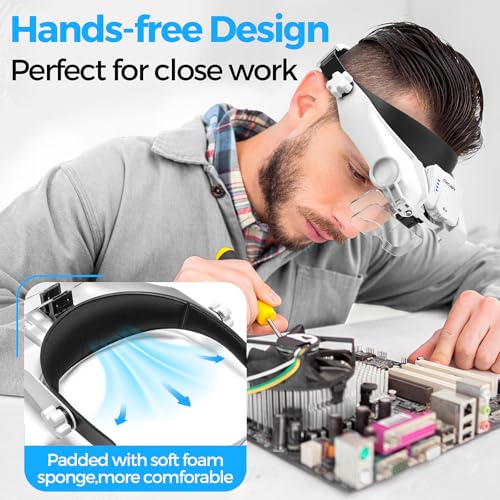 COYLAPY Magnifying Glasses with Light, 1X-14X for Crafts & Hobby - color: White