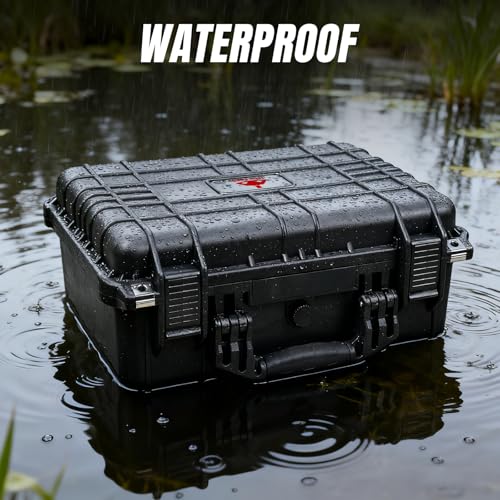 Jack Boss Waterproof Hard Camera Case with Foam,Black,16x12.8x6.8 Inch - color: Black, size: 16x12.8x6.8 in