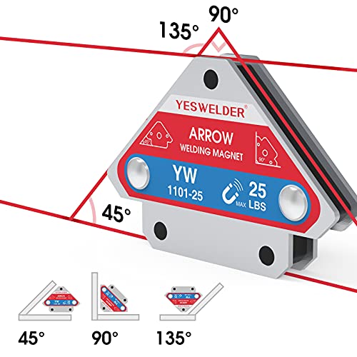 YESWELDER 4-Pc Welding Magnet Set, 25 lb Holding Power Welding Accessories - size: 25lb