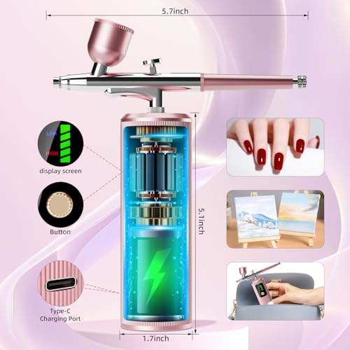 Airbrush Kit with Compressor 48 PSI High-Pressure,Non-Clogging Airbrush Set
