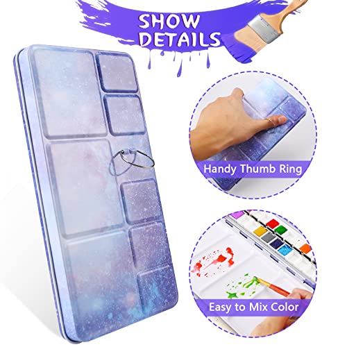 MYARTOOL Empty Watercolor Palette, Purple Empty Watercolor Tin Palette Paint Case with 48 PCS Empty Half Pans for DIY Travel Watercolor Palette, Acrylic and Oil Painting - color: Purple, size: 48 PCS Empty Half Pans