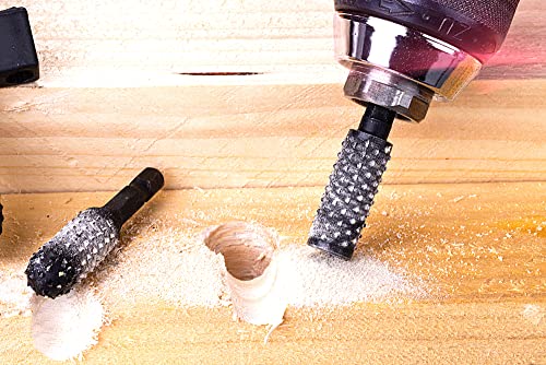 NordWolf 10-Piece Rotary Burr Wood Carving Rasp Files Set, with 1/4" Hex Shank for Wood Deburring, Shaping & Grooving - size: 1/4" Hex Shank (10 Pcs)