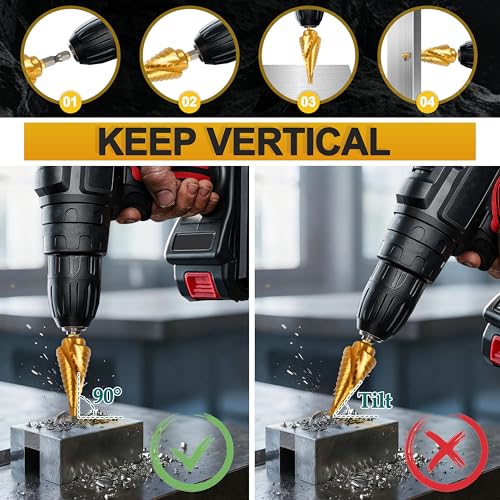 Step Drill Bit Set - DWA1790IR for Dewalt Double Spiral Flute Step Bits