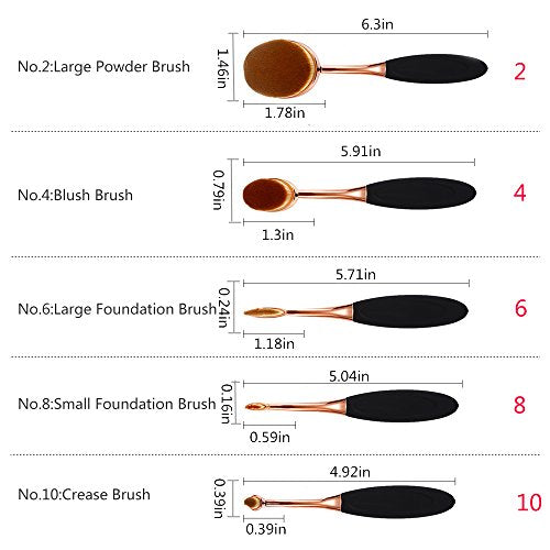 Yoseng Oval Foundation Brush 5 Pcs Toothbrush makeup brushes Fast Flawless Application Liquid Cream Powder Foundation - style: Style A