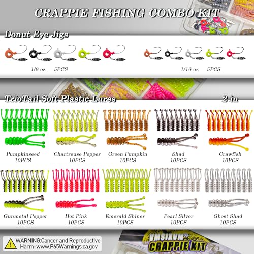 Crappie Jig Heads Lures Baits with Spinner, Scent Holder, 110 Pcs - color: 110Pcs - Crappie Jigs, Split TriTail Grub