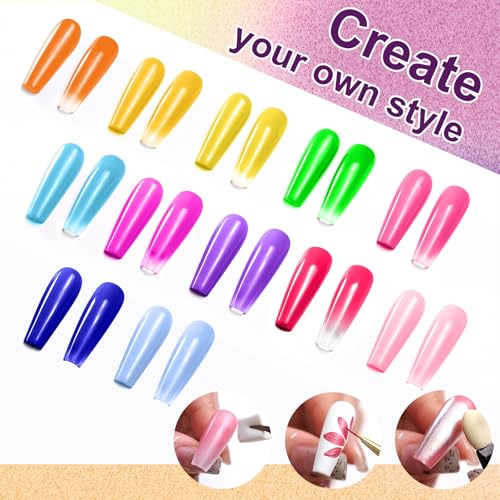 12 Colors Pat Painting Nail Gel, Hema＆TPO Free - color: Mojito Sunrise Canvas