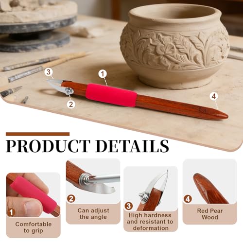 GtohHavea L3 V-Shaped Pottery Carving Tool, 304 Stainless Steel - color: red-V-Shaped Crisp Lines
