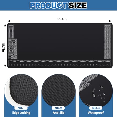 Drydiet 2 Pcs Neoprene Mat for Workbench with Ruler and Reference Charts