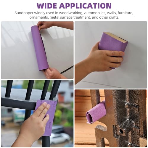 POLIWELL 1200 Grit Sanding Sheets 20 PCS 9 x 11 Inch Purple Alumina - style: 1200Girt