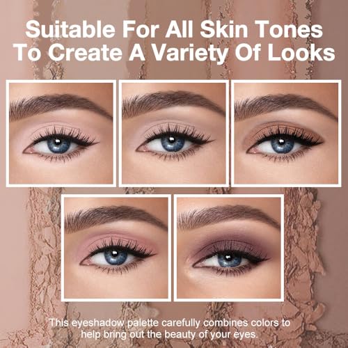 Nude Matte Eyeshadow Palette Makeup,5 Natural Nude Brown Light Brown Cool-Toned Natural Eye Shadow Palette Makeup, Smooth Blendable Texture, Long Lasting Naturing-Looking (02#, Pack of 1) - color: A-#02