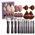 Travel Makeup Brush Set BS-MALL Makeup Sponges - Includes Foundation Brush, Powder Puff, Finger Sponges & Triangle Puffs For Soft Daily Use Professional 26 Pcs