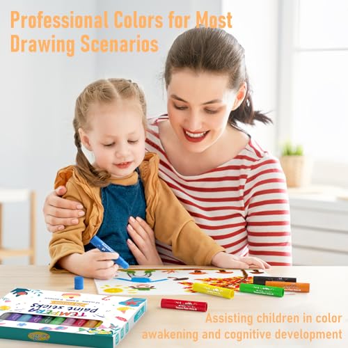 JUPITEARTH Paint Sticks for Kids 24 Colors, Fast-Drying, Smooth - color: 24 Colors (Classic, Neon, Metallic)