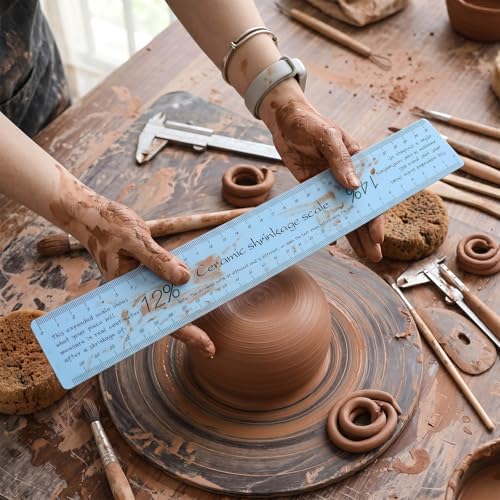 RAHHLIZS 2pcs Ceramic Shrinkage Scale Ruler Ceramic Tools for Pottery Plastic Measuring Ruler for Pottery Lovers Clay Sculpture Tools Carving Shaping Clay Sculpture Modeling