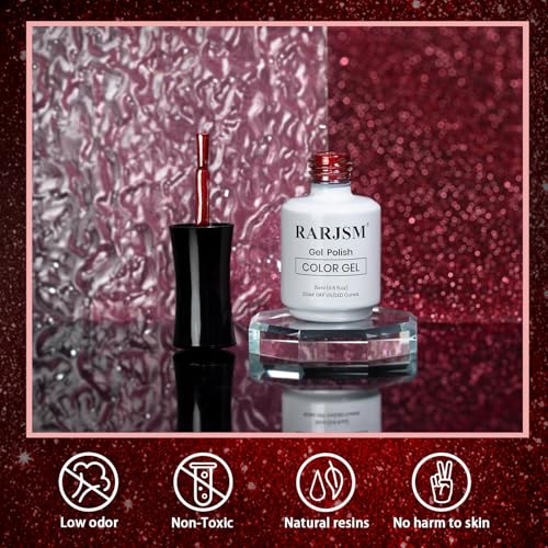 RARJSM Cat Eye Gel Nail Polish Diamond Dark Black Wine Red 15ml - color: Dark Wine Red