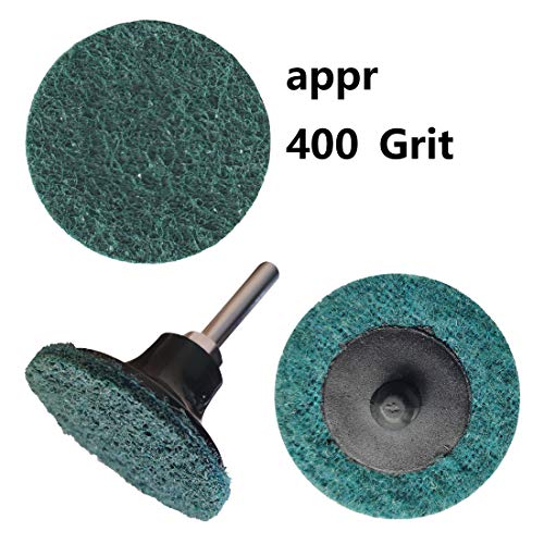 Sanding Discs 50PCS 2-Inch Quick Change Surface Conditioning Set with 1/4" Holder – Red, Blue, Green, Brown, Khaki Discs – 80 to 400 Grit for Rust, Paint, Burr, and Surface Removal – Fits Die Grinders