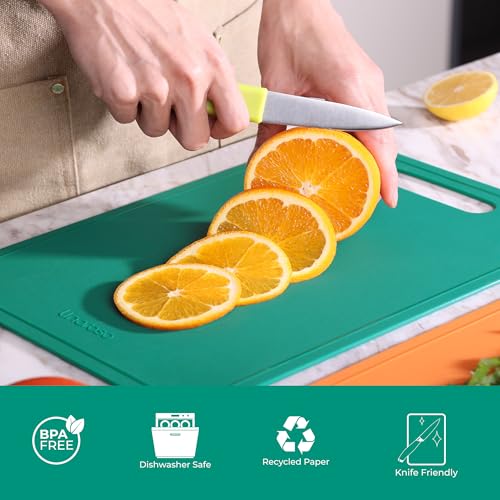 Linoroso Flexible Kitchen Cutting Board - Made from BPA Free Material - Cutting Mark Prevention, 10x14 Inches, Non-Slip Design - Easy-Care Kitchen Essential, Green - color: Green