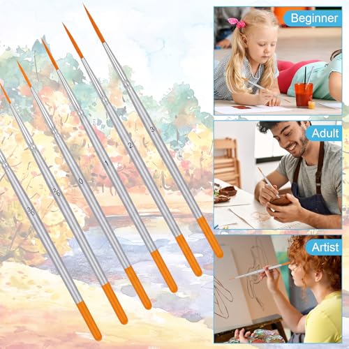 6Pcs Fine Detail Paint Brushes, Extra Long Liner Brushes for Watercolor