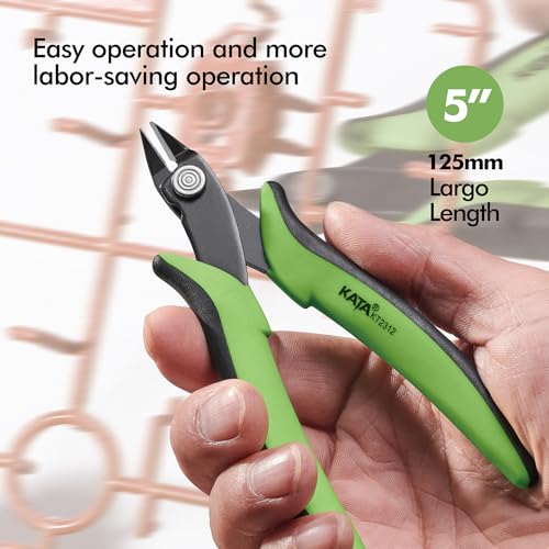 KATA Mini Flush Cutters, 5 Inch Precision Wire Cutter Plier for Zip Ties - color: 2 Pack 5" Green