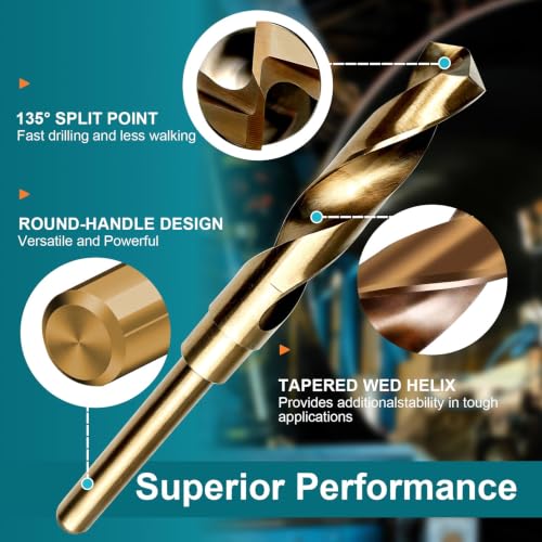 37/64 Inch Cobalt Drill Bit, M35 HSS Twist Drill Bit, 135° Split Point - size: 37/64 Inch