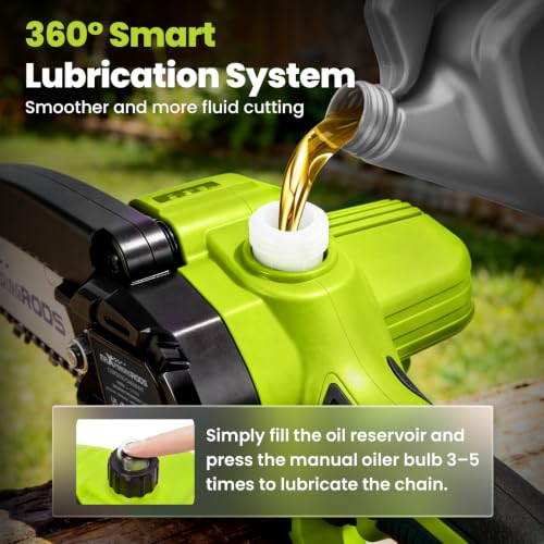 maXpeedingrods Mini Chainsaw Cordless, 6 inch Small Chainsaw Electric Saw - color: Grass Green 1 Battery