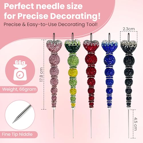 Crystal Rhinestone Decorating Scriber Tool, Sugar Craft Needle for Cake and Cookie Icing, 5 Colors Blue, Pink, Black, Red, Green (Black) - color: Black