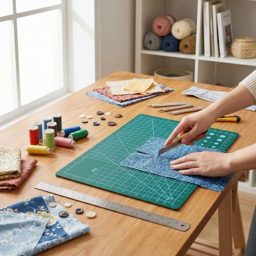 Self Healing Cutting Mat, Durable Double Sided Precision Cutting Surface for Sewing Crafts PVC Blue A5 8.3 x 5.9 Inch 1 Piece