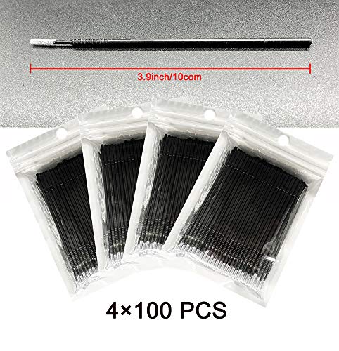 AIVIAI Disposable Micro Applicator Brush for Makeup, 400pcs (Black) - color: Black