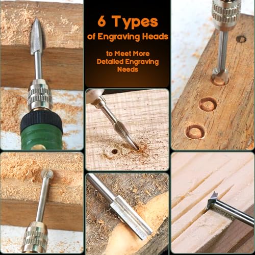 Wood Carving Drill Bits Set Compatible with Rotary Tool Different Shapes of Engraving Bits Meeting Woodworking DIY Carving, Drilling Hole, Grinding, Micro Sculpture (FO-3Pcs-BCK) - style: FO-3Pcs-BCK