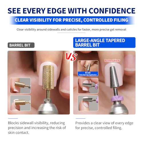 Medium Small 5-in-1 Tapered Barrel Nail Drill Bit, 3/32", Large-Angle Taper - size: Medium(M)