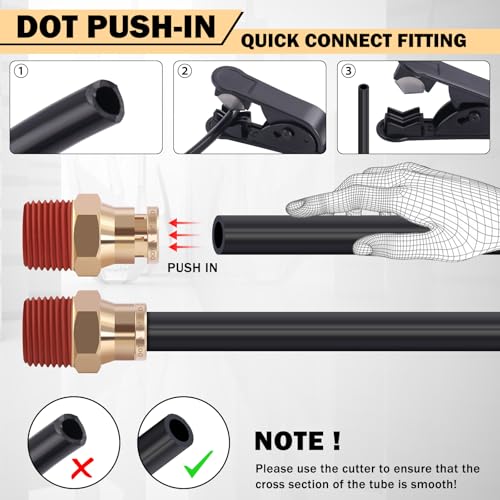CheeMuii 76 Pcs Brass DOT Air Line Fittings Kit DOT Push to Connect Fitting - size: 76 PCS