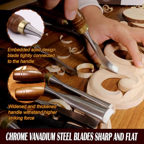 12Pcs Wood Carving Chisel Set - CR-V 60 Steel Wood Carving Tools