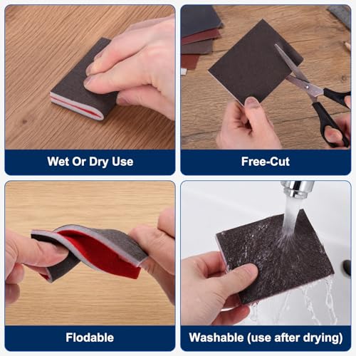 10Pcs 3000Grit Sanding Sponges, 5.5x4.5In Hook & Loop Black - size: 3000 Grit