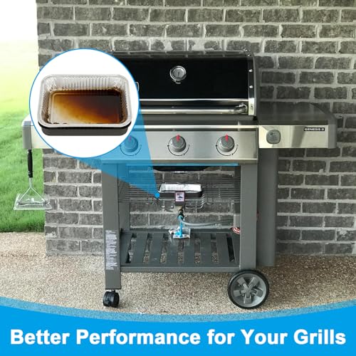 LS'BABQ 93305 83156 Catch Pan Kit for Weber Spirit 200/300, Genesis I & II 200/300 Series, 7515 Grill Grease Tray with 10 Pack 6415 Disposable Aluminum Foil Drip Pan Liners Replacement Parts - size: For Weber