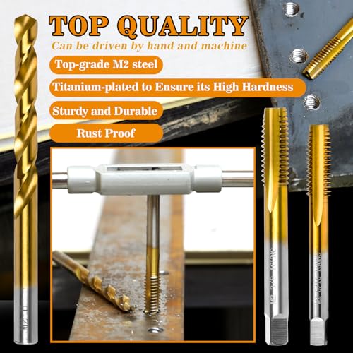 3/8"-16 UNC Tap and 5/16" Drill Bit for Metal, M2 HSS Drill and Tap Set - size: 3/8"-16 Tap, 5/16" Drill