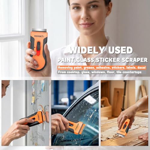 REXBETI Razor Blade Scraper Tool, Paint, Windows, Glass Stovetop Scraper - size: 8