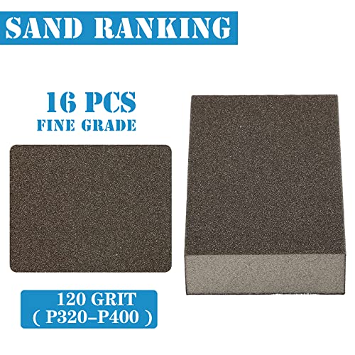 120 Grit Sanding Block, Jamiikury Fine Sanding Sponge, 16pcs - size: 120 Grits