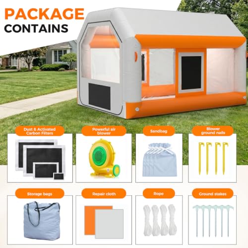 10x8.5x7ft Inflatable Paint Booth, Light Water-Resistant 210D Oxford Portable Spray Booth with Powerful Blower, Professional Mobile Workshop for Car Parts Furniture Crafts - size: 10*8.5*7 ft