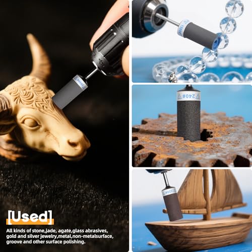 28Pcs Sanding Drums Sandpaper Sticks Set for Dremel Rotary Tool with 1/8" Shank, 180/240/320/600/1000/1500/2000 Grits Different Meet More Needs for Metal Rust Removal/Stone Grinding/Jade Polishing - size: 180-2000 Grit
