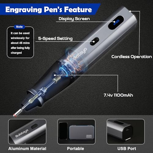 Cordless Engraving Pen for Metal, Wood, Glass, Plastic & All Materials