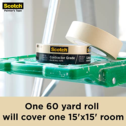 Scotch Contractor Grade Masking Tape, Tan, for General Use, Multi-Surface Adhesive Tape, 1.41 Inches x 60.1 Yards, 4 Rolls (Pack of 4) - size: 1.41" Width (Pack of 4)
