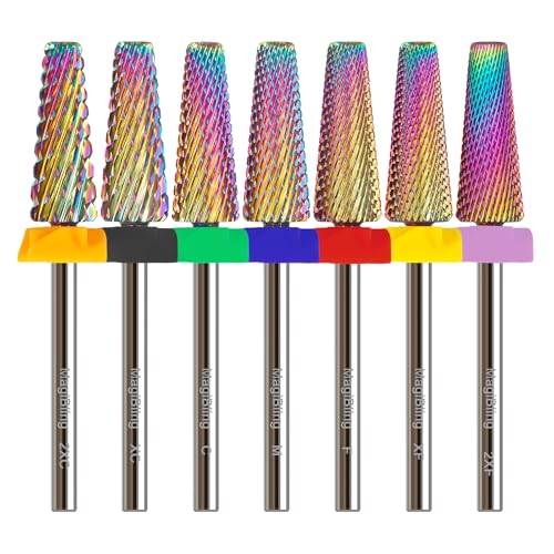Fine 16mm Long 5-in-1 Nail Drill Bit, Rainbow, 3/32", Two-Way Rotation - color: Multicolor-16mm Long, size: Fine